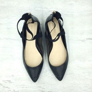 NINE WEST Black Ankle Wrap Flat